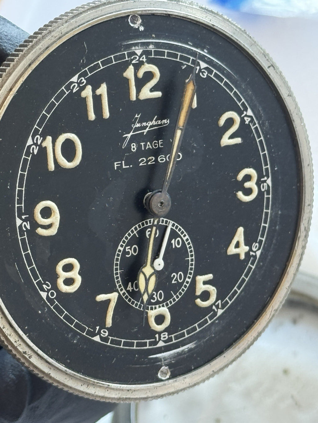 WW2 Junghans Luftwaffe Cockpit Clock 8 Tage FL 22600 German Aircraft Very Rare