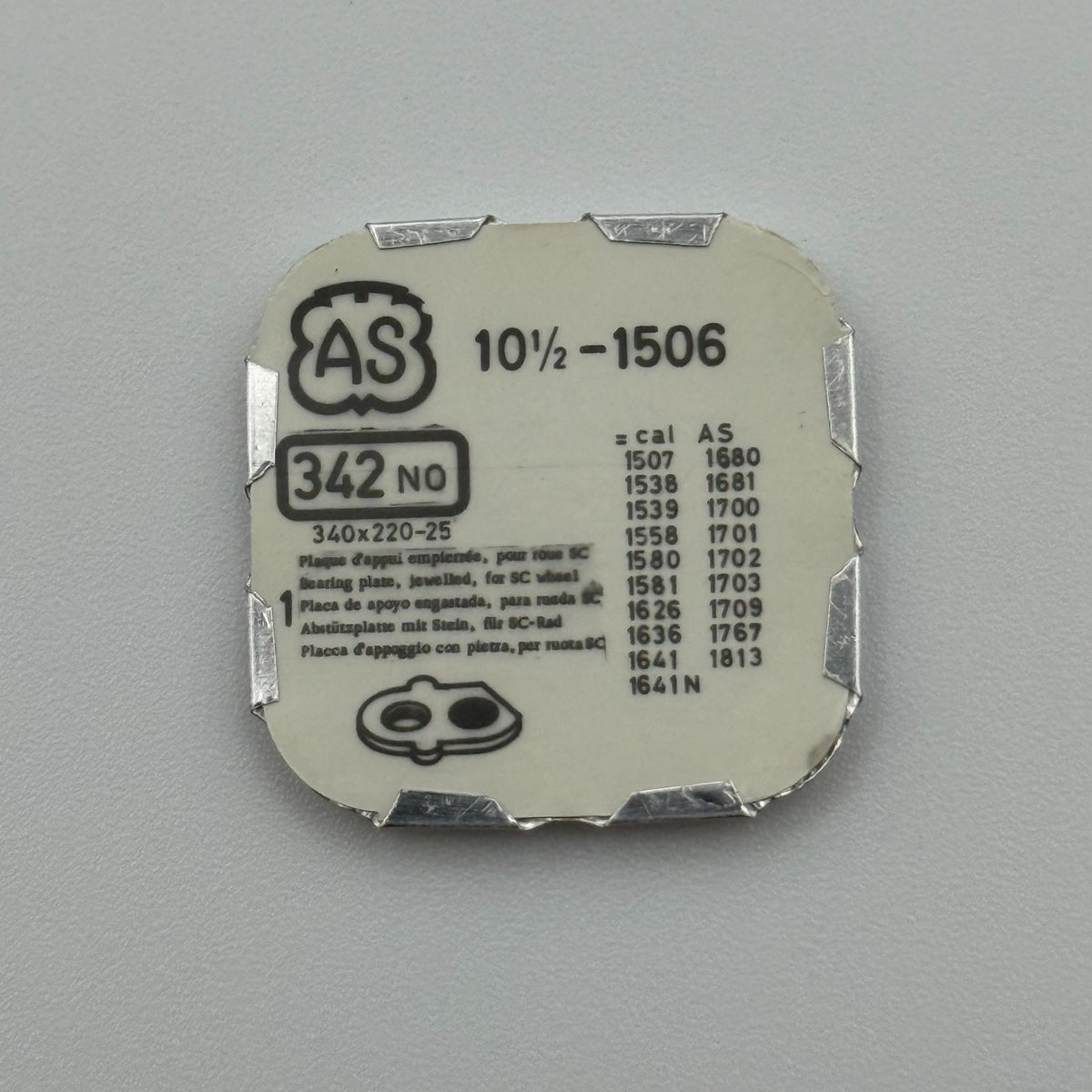 AS 1506 Bearing Plate - 10 1/2 - 342 - New Old Stock - Watch Parts