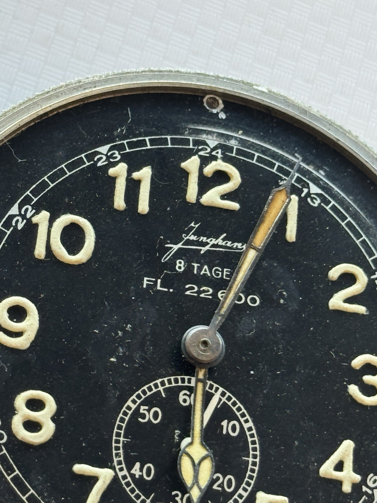 WW2 Junghans Luftwaffe Cockpit Clock 8 Tage FL 22600 German Aircraft Very Rare