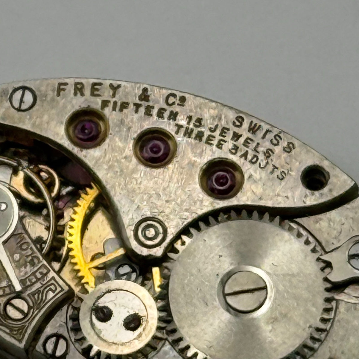Frey & Co Watch Movement Running Grenad 15J Swiss Manual Wind Parts 14.7mm