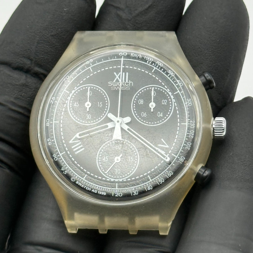 Vintage Swatch Chronograph Watch SCK110 See Through 1995 ETA Quartz Swiss Parts