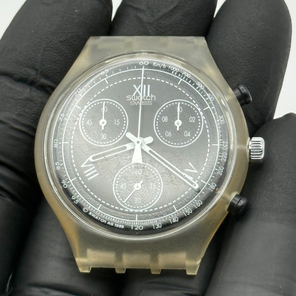Vintage Swatch Chronograph Watch SCK110 See Through 1995 ETA Quartz Swiss Parts