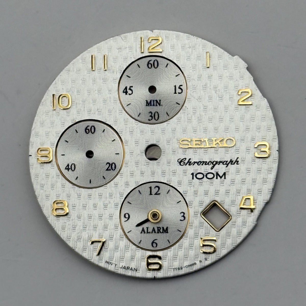 Seiko 7T62-0MM8 Watch Dial Chronograph Alarm 100M Spare Parts Repair 28.4mm