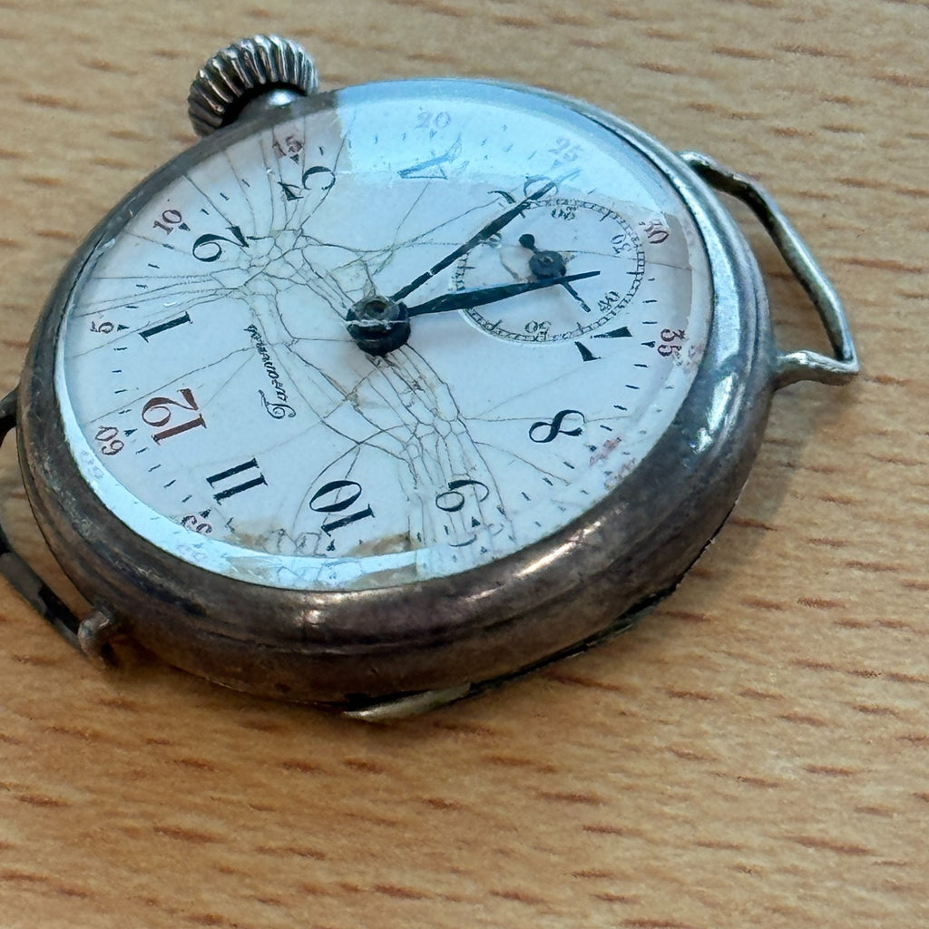 Tavannes Trench Watch - A.W.C.CO Sterling Case - To Restore / Repair - 28mm