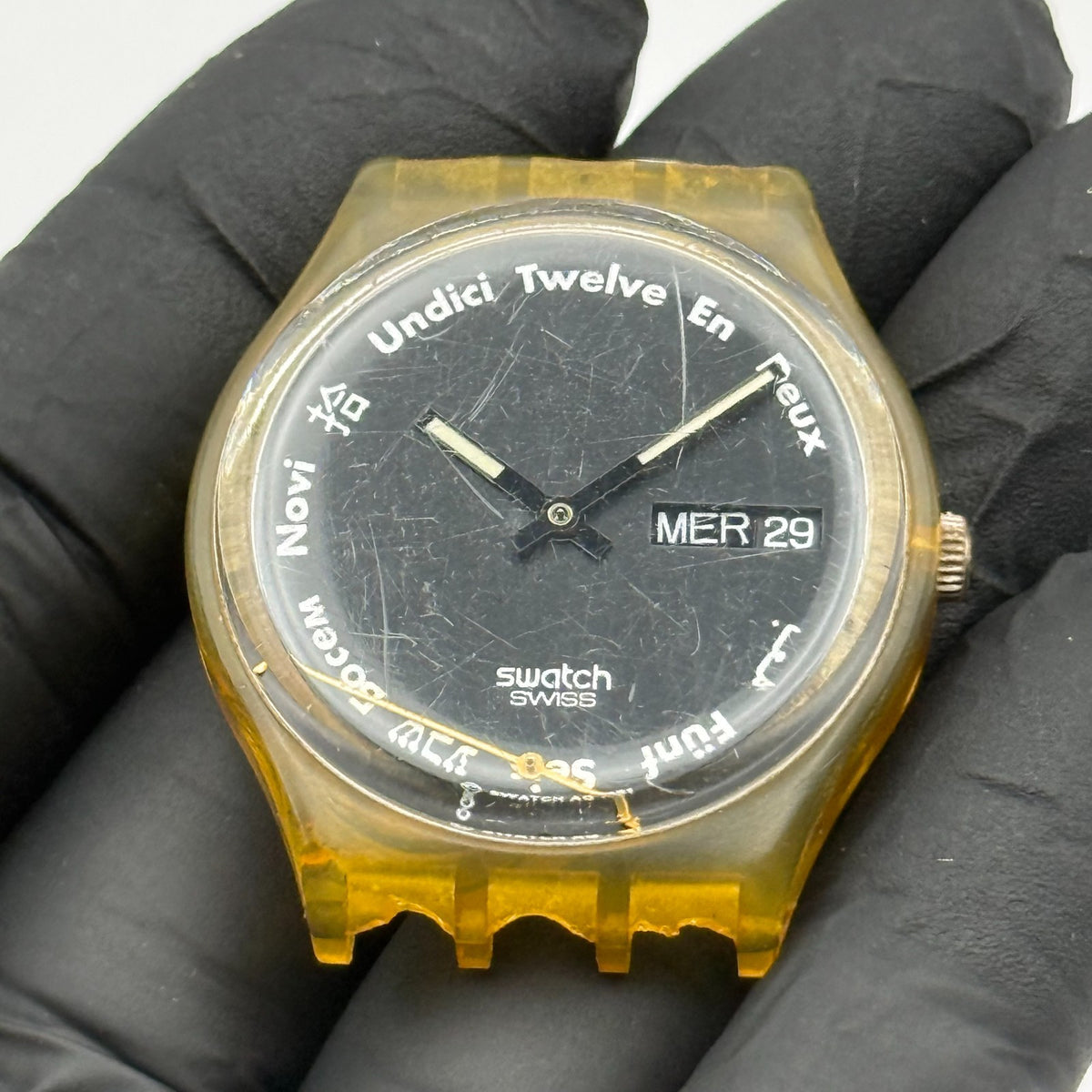 Vintage Swatch Gent Watch GK703 Gutenberg 1991 Date Dial ETA Quartz 33mm Parts 