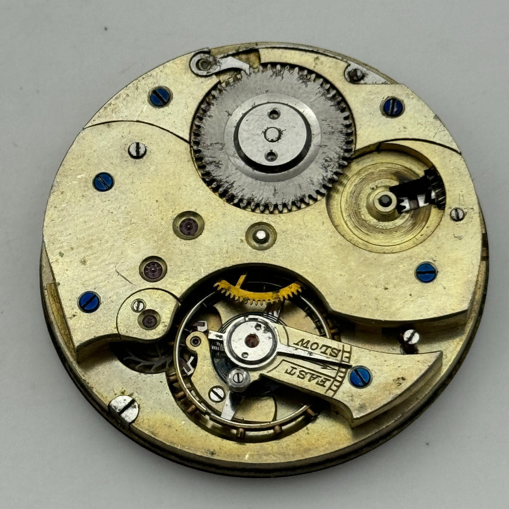 Open Face Unidentified Swiss Pocket Watch Movement Parts Repair Spares 43.2mm