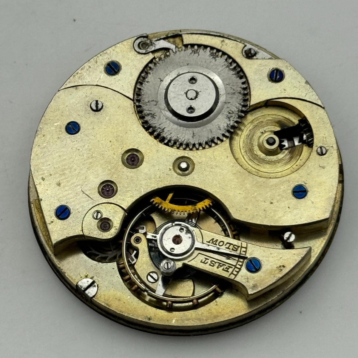 Open Face Unidentified Swiss Pocket Watch Movement Parts Repair Spares 43.2mm
