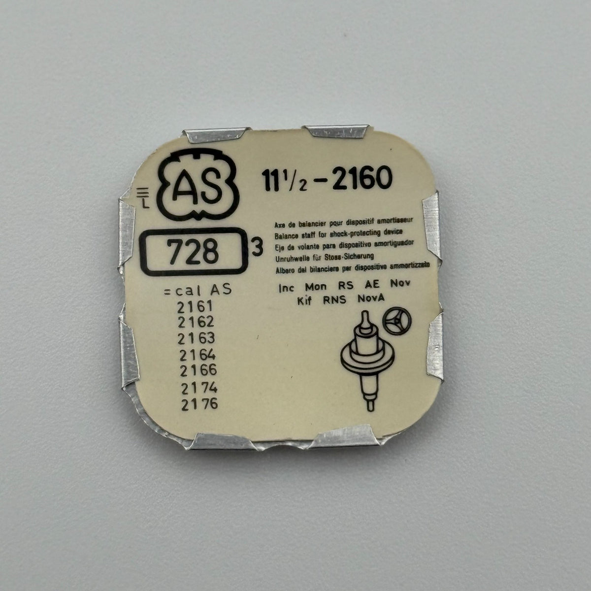 AS 2160 Balance Staff Pack Of 3 - 11 1/2 - 728 - New Old Stock - Watch Parts
