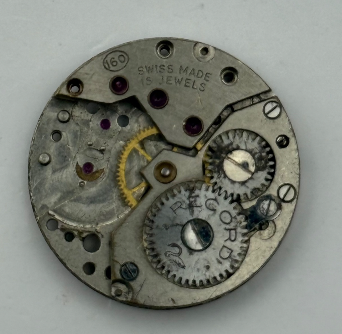 Record 160 RWT Watch Movement - For Parts / Repair