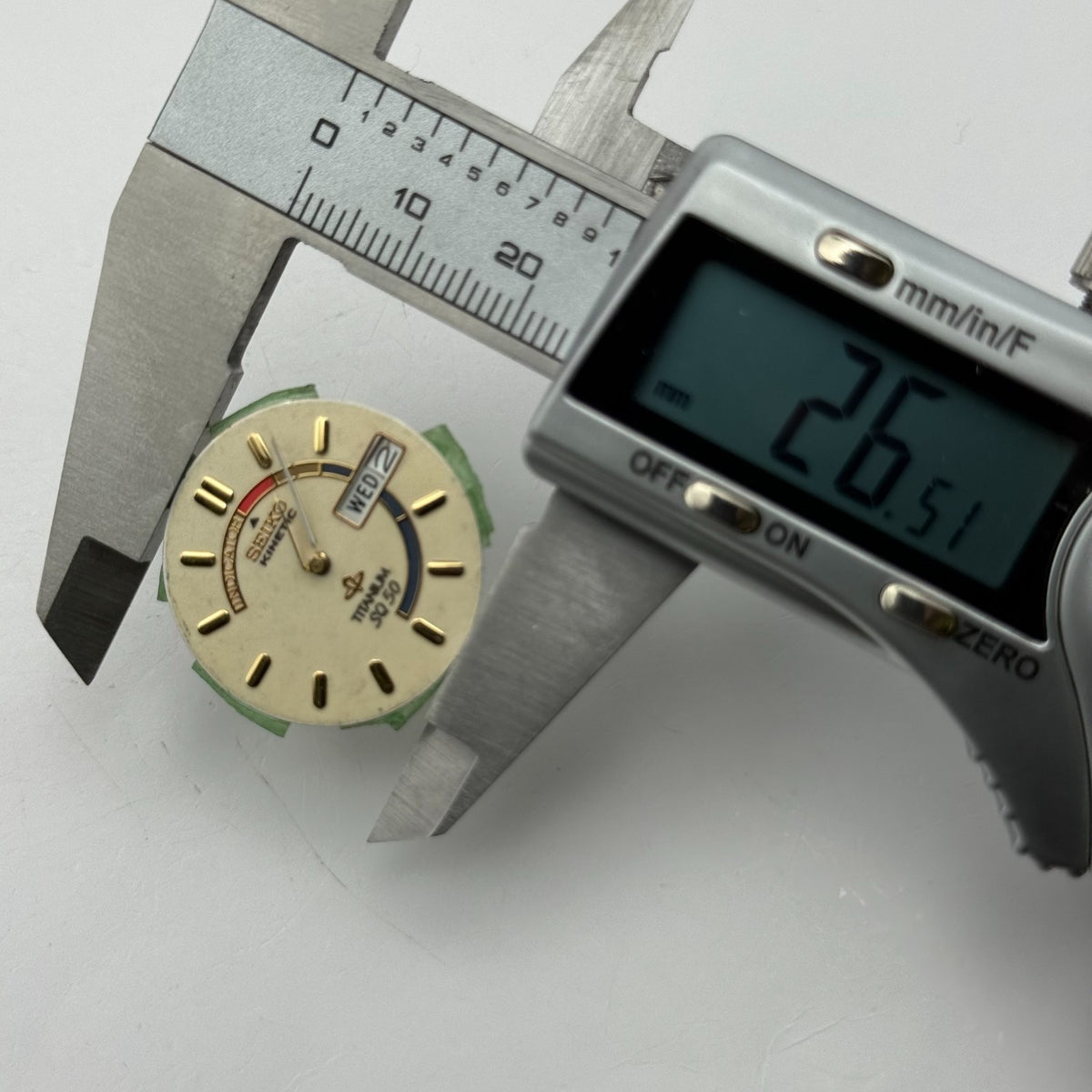 Seiko Kinetic Watch Dial Titanium SQ 50 Vintage Spare Parts Repair 26.5mm