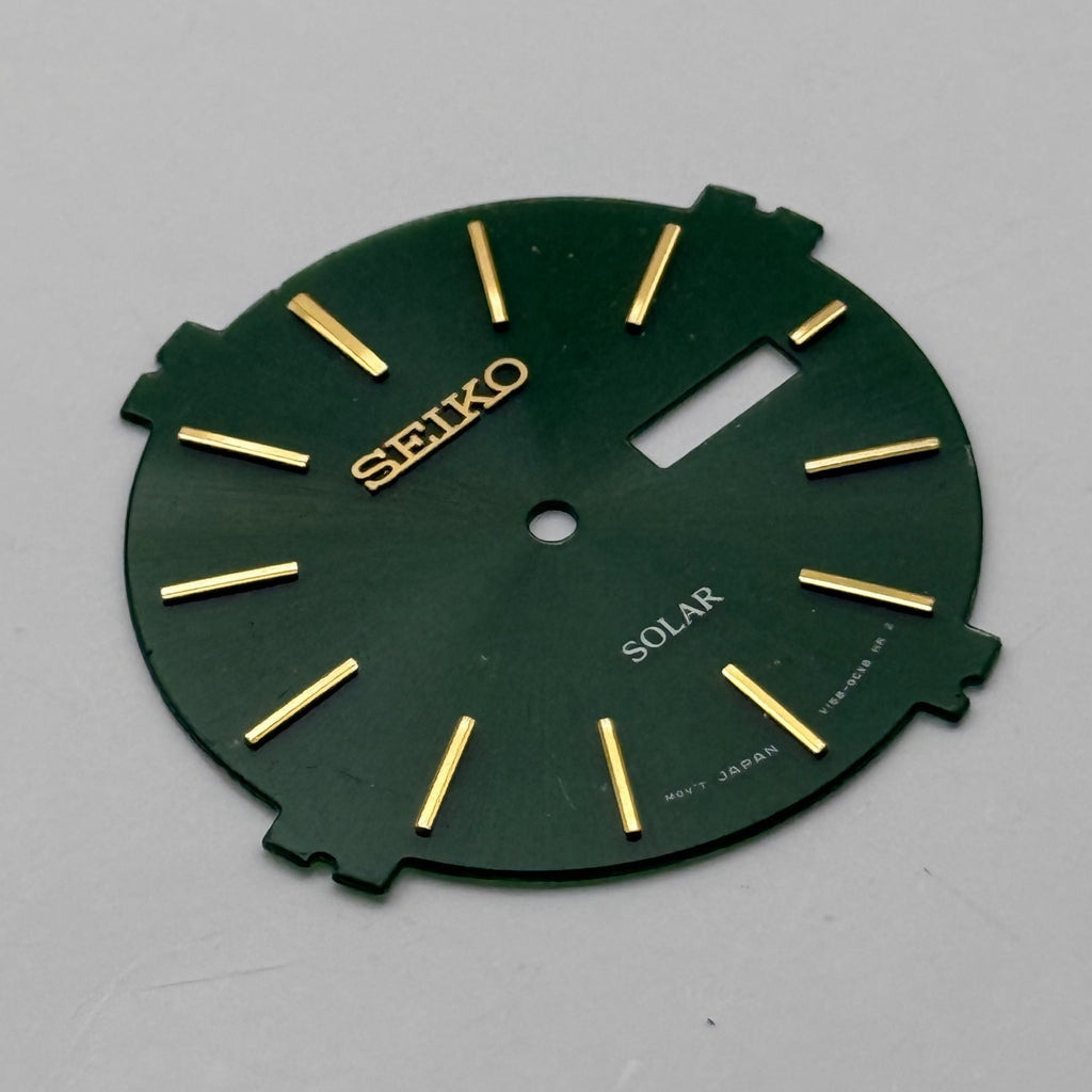 Seiko V158-0CX8 Watch Dial Solar Green Japan Vintage Spare Parts Repair 31.5mm