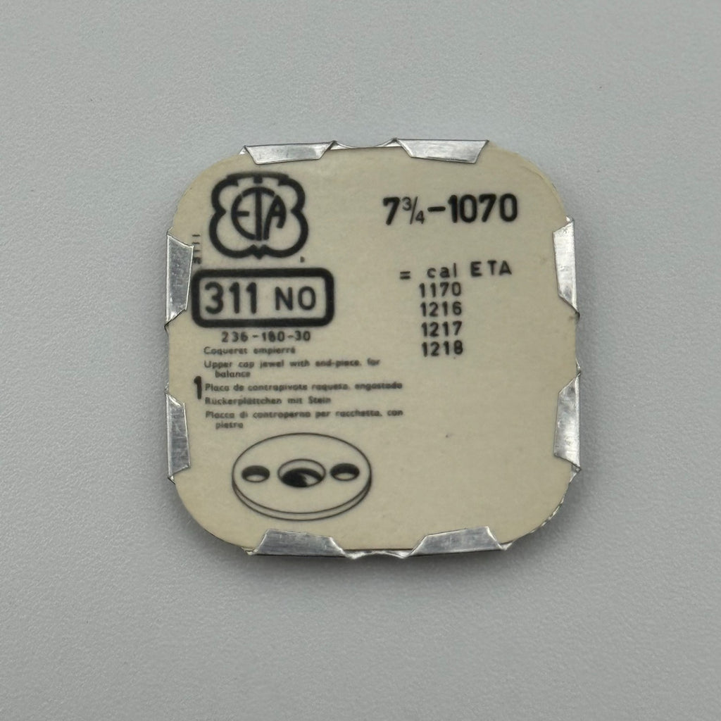 ETA 1070 Upper Cap Jewel With End Piece - 7 3/4 - 311 - NOS - Watch Parts