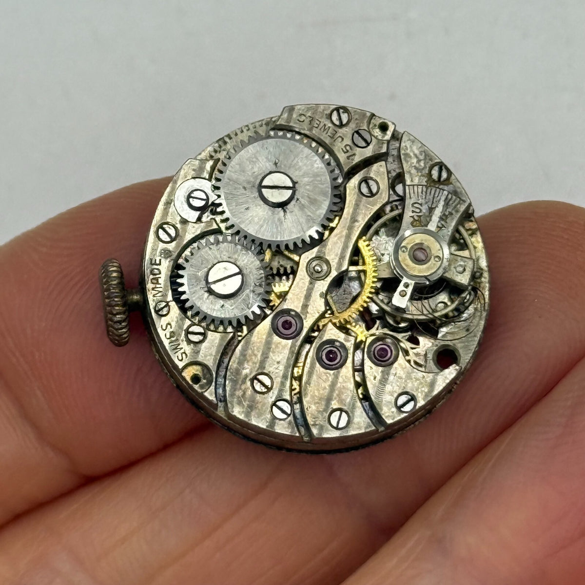Derby 33 Watch Movement Manual Wind Vintage Swiss Parts Repair 23.2mm