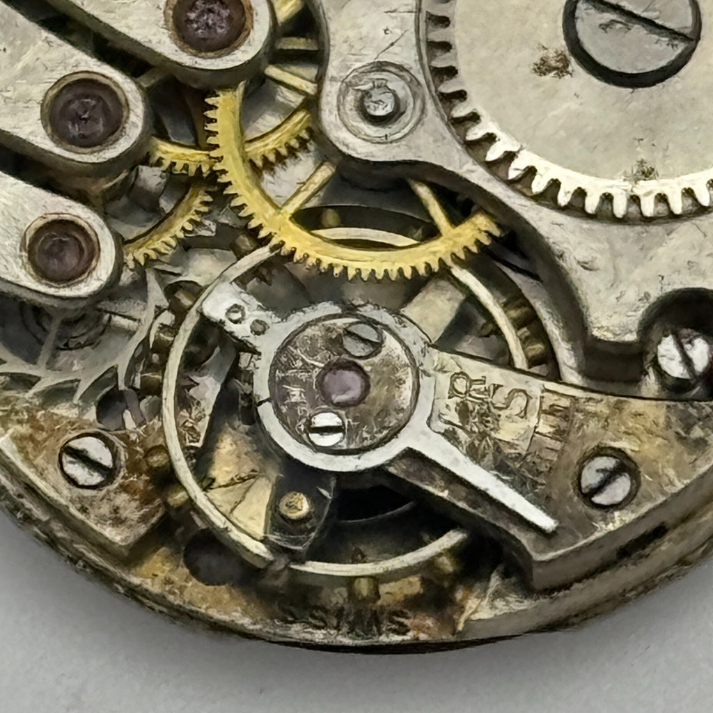 Unidentified Watch Movement Bullseye Dial Manual Wind 23.7mm Parts Repair