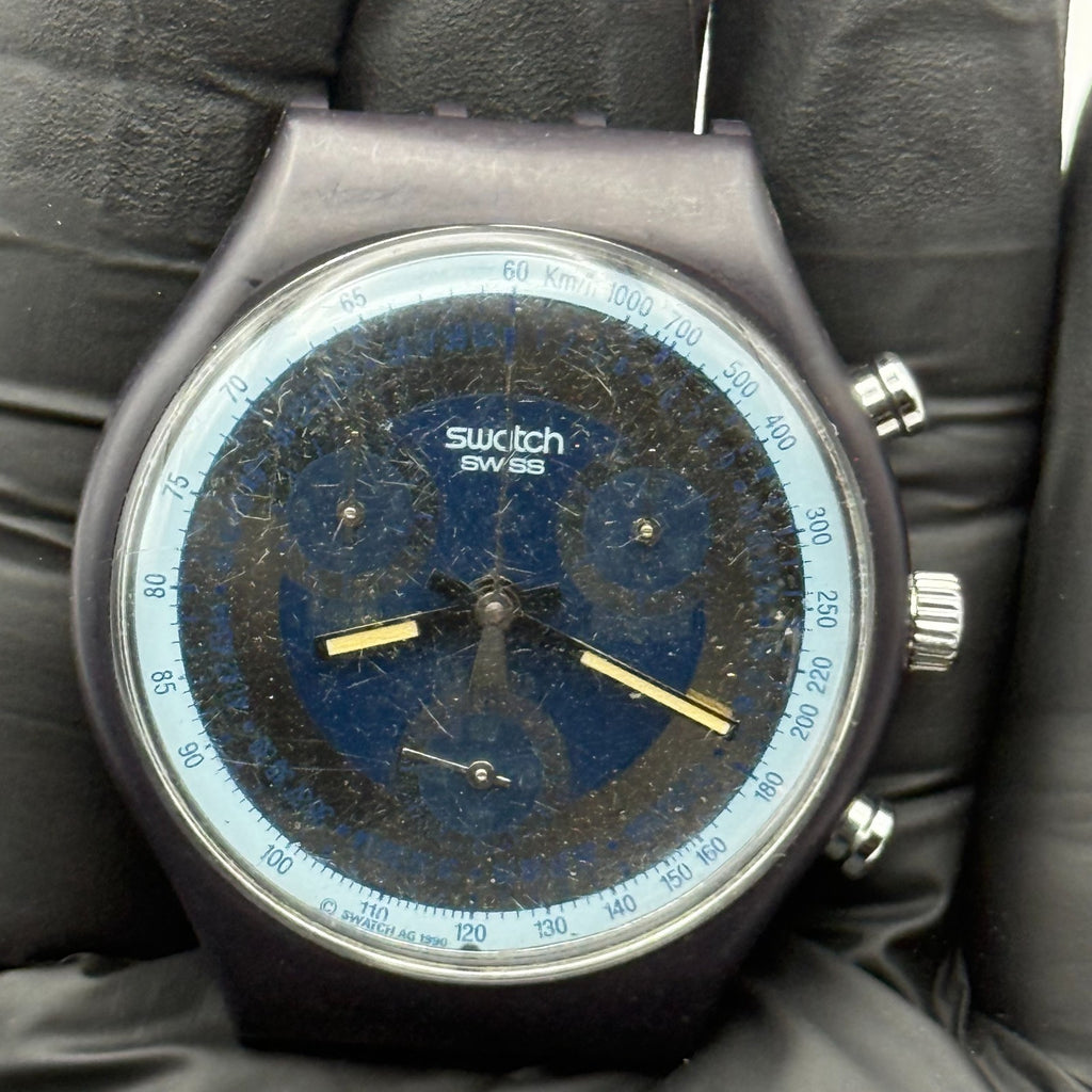 Vintage Swatch Chrono Watch SCN102 Silver Star 1990 ETA Quartz Swiss 39mm Parts 