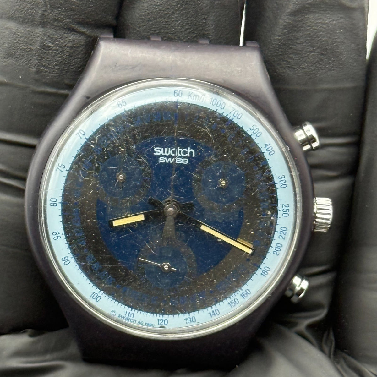 Vintage Swatch Chrono Watch SCN102 Silver Star 1990 ETA Quartz Swiss 39mm Parts 
