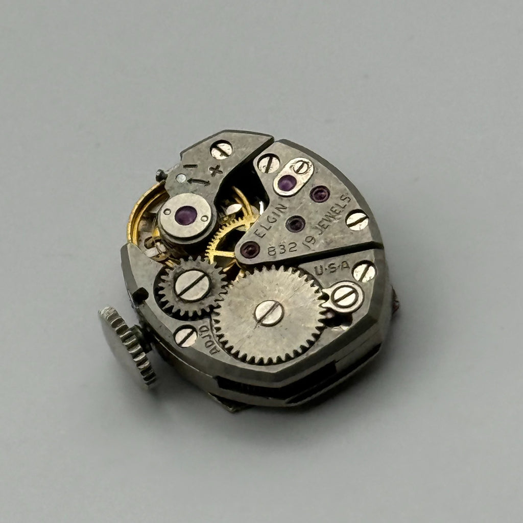 Elgin 832 Watch Movement 19 Jewels American Manual Wind Parts Repair 12.4mm