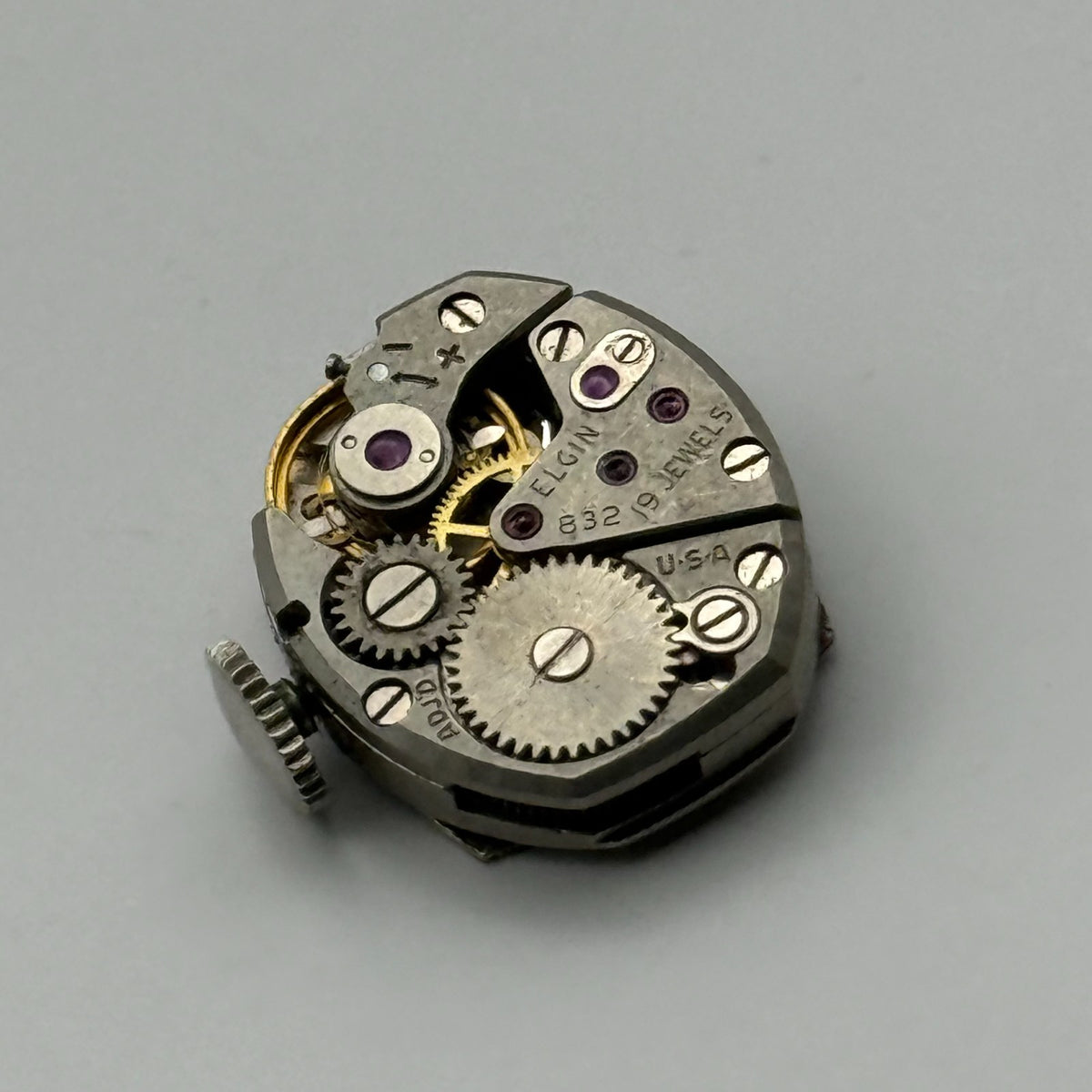 Elgin 832 Watch Movement 19 Jewels American Manual Wind Parts Repair 12.4mm