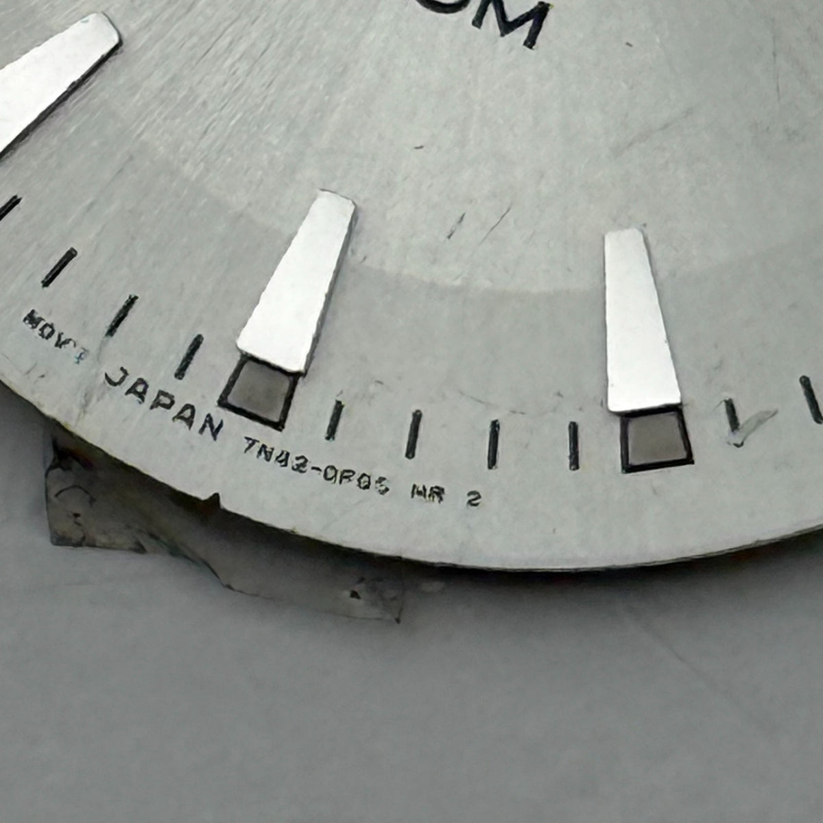 Seiko 7N42-0R05 Watch Dial 100M Silver Japan Vintage Spare Parts Repair 29.4mm