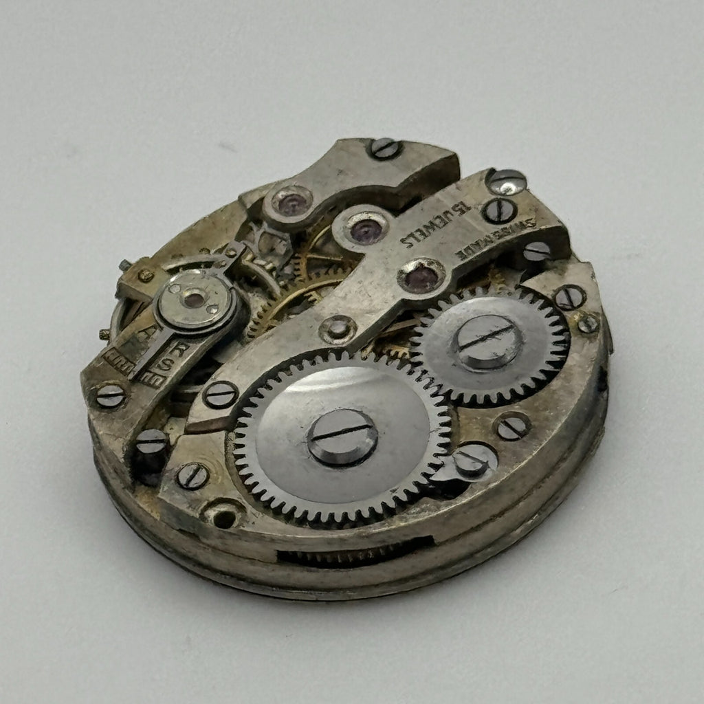 Porcelain Dial Watch Movement Swiss 15 Jewels Manual Wind Parts 23.7mm 