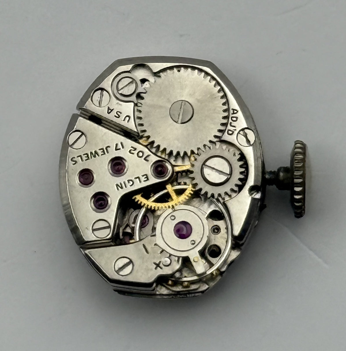 Elgin 702 Watch Movement 17 Jewels American Manual Wind Parts Repair 13.2mm