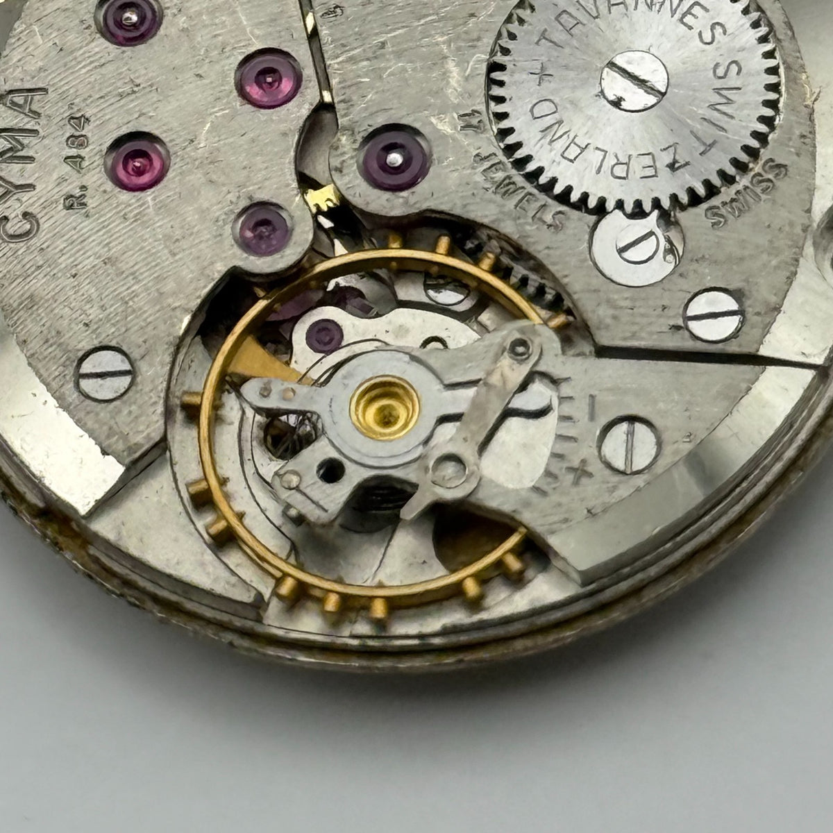 Cyma R.484 Watch Movement Running Tavannes 17 Jewels Swiss Manual Wind Parts