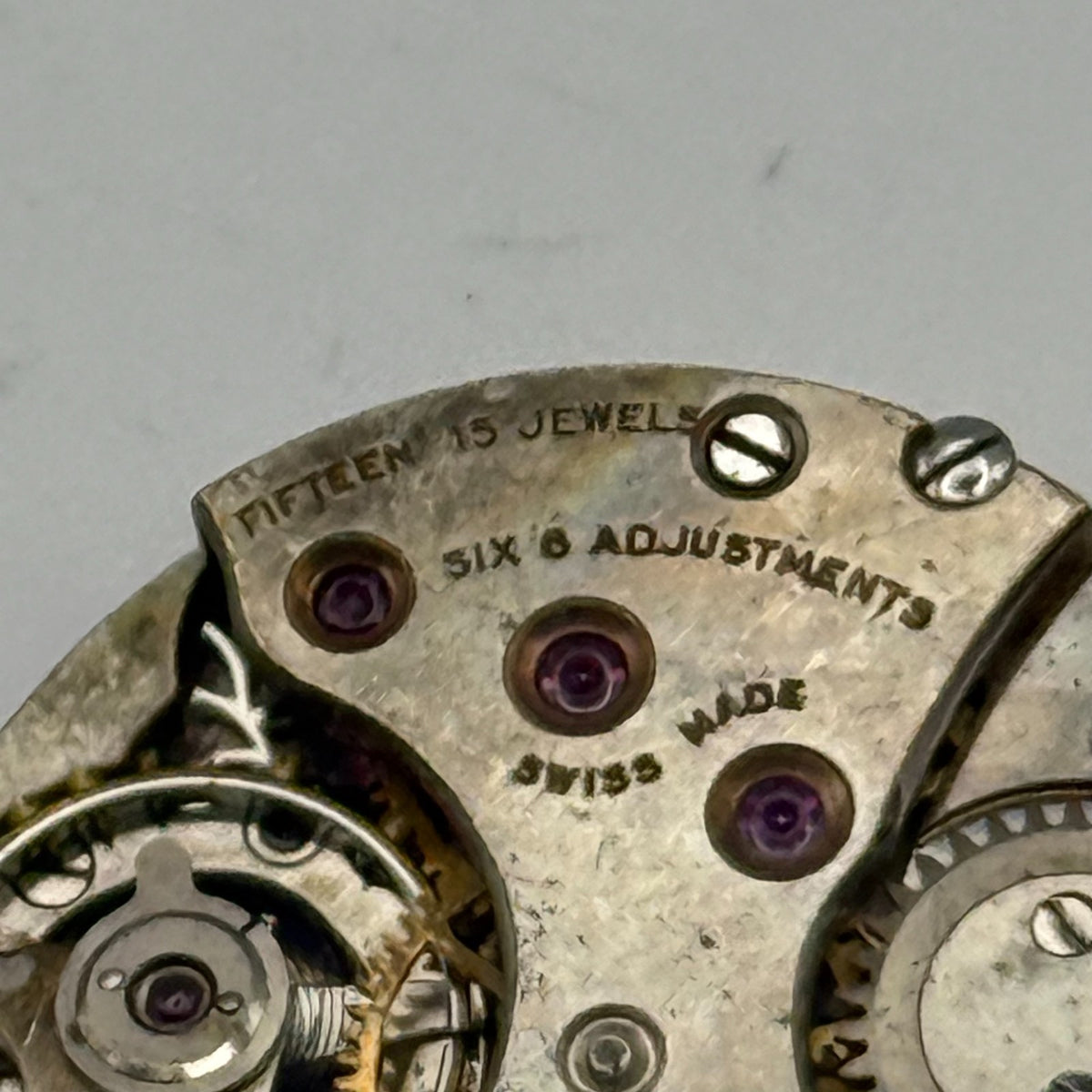 Meridian Regd Watch Movement 15 Jewels 6 Adjustments Manual Wind Parts 23.6mm