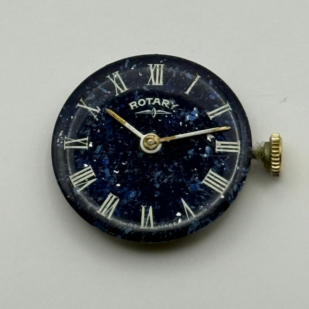 FHF 34-21 Watch Movement - Rotary Blue Dial Ladies 17.2m - For Parts / Repair