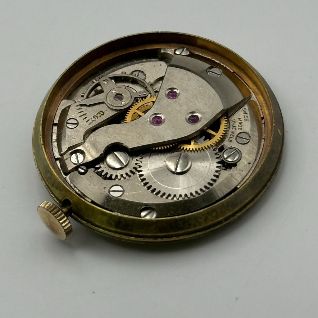 FHF 25 Watch Movement - Trebex 15 Jewels - Running - For Parts / Repair - 23.6mm
