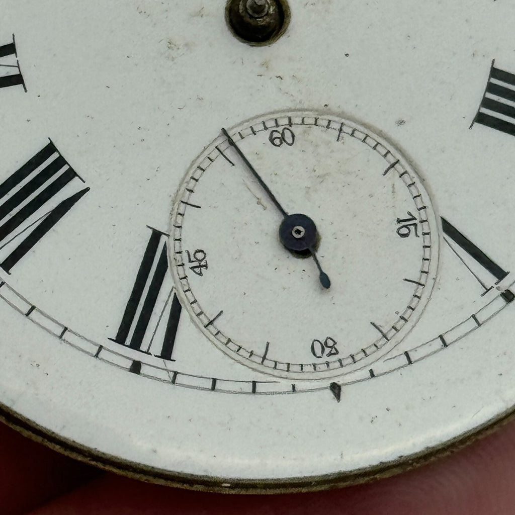 Antique Key Wound Roman Numerals Pocket Watch Movement Dial Parts Repair 47.5mm