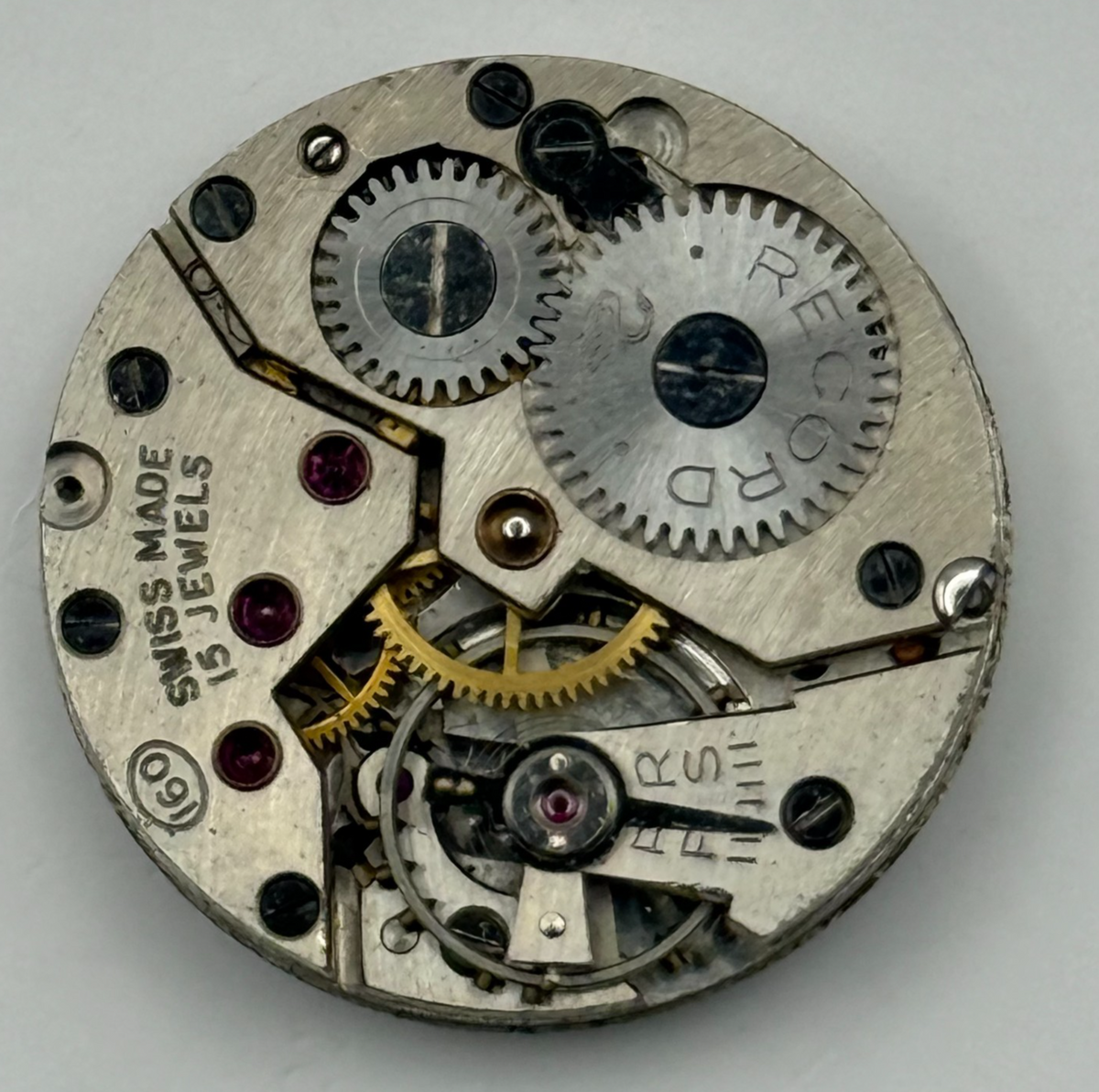 Record 160 Watch Movement - Sub Seconds 15 Jewels - For Parts / Repair - 21.9mm