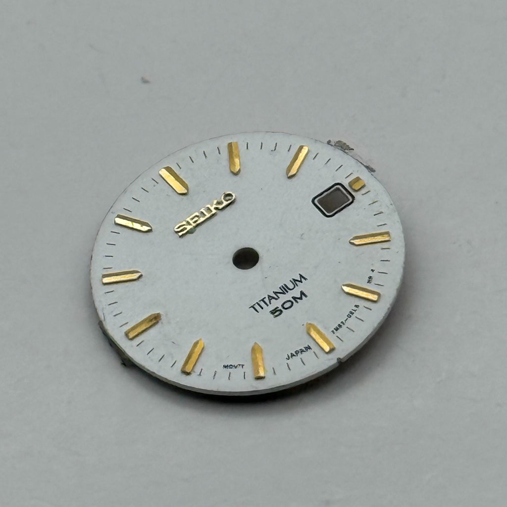 Seiko 7N82-0EL8 Watch Dial Titanium 50M White Japan Spare Parts Repair 19.4mm