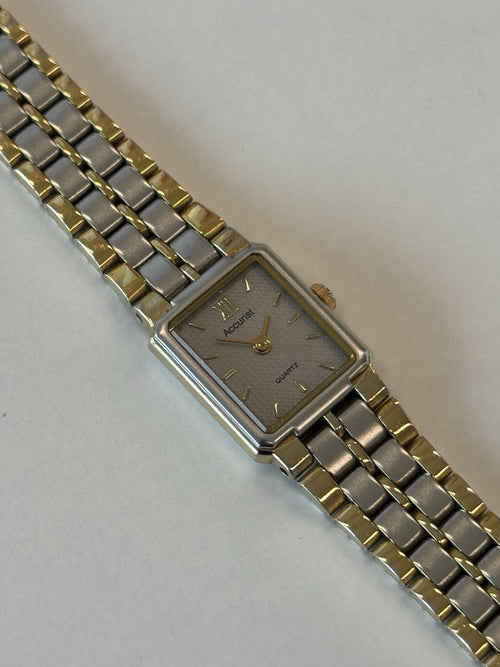 Accurist Two Tone Vintage Ladies Watch Grey Dial 16mm Working Stunning Piece