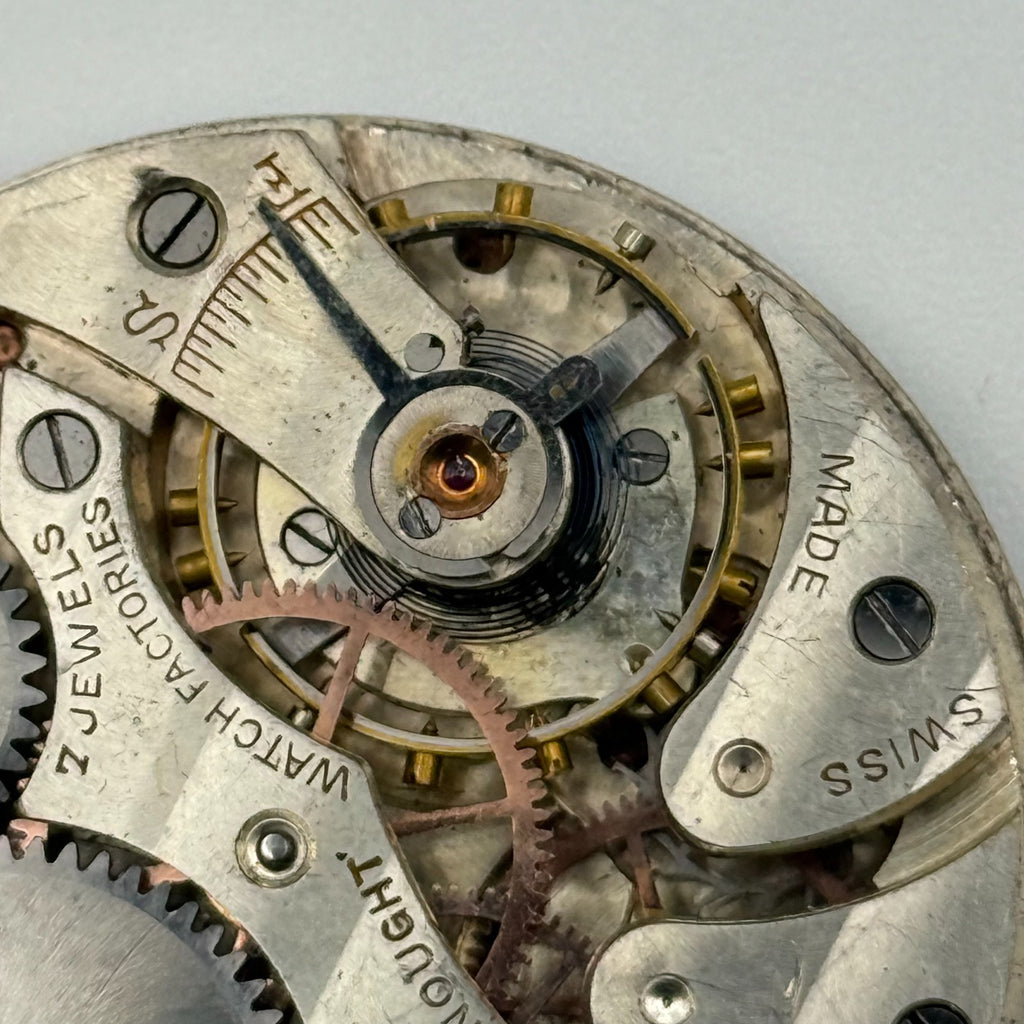 Record Trenton Dreadnought Pocket Watch Movement - Running - For Parts / Repair