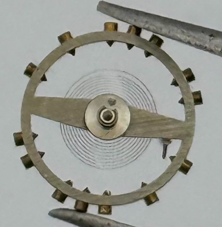 FHF 63 Balance Wheel Complete And Spring Progress Watch Movement Parts NOS