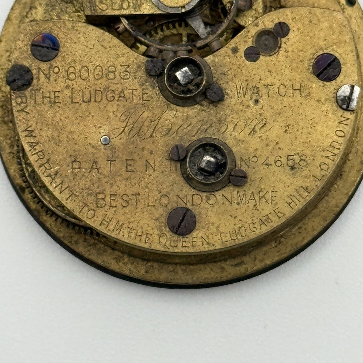 English Lever Pocket Watch Movement - J.W. Benson Ludgate - Parts / Repair 35mm