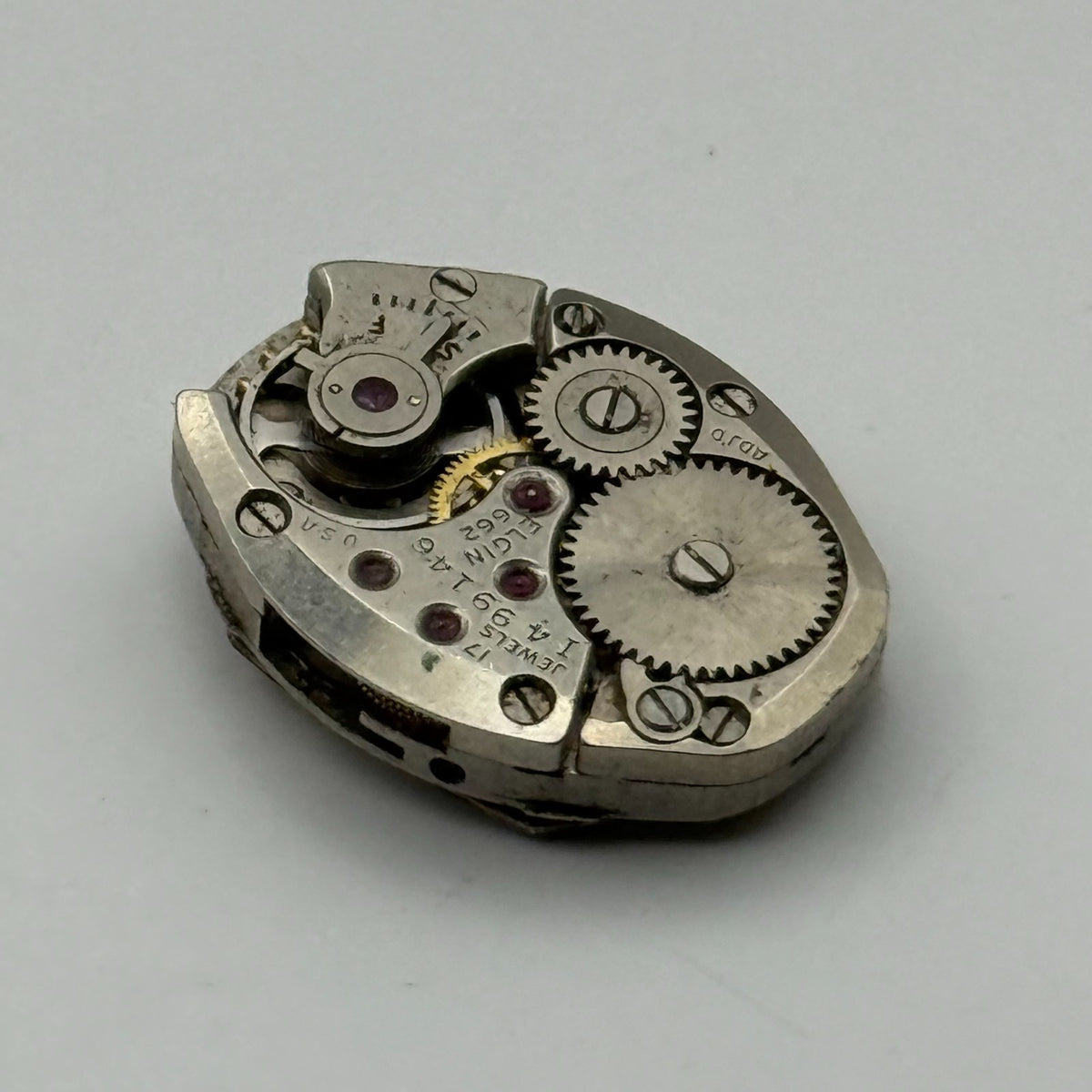 Elgin 662 Watch Movement 17 Jewels U.S.A. Manual Wind Parts Repair 14.2mm