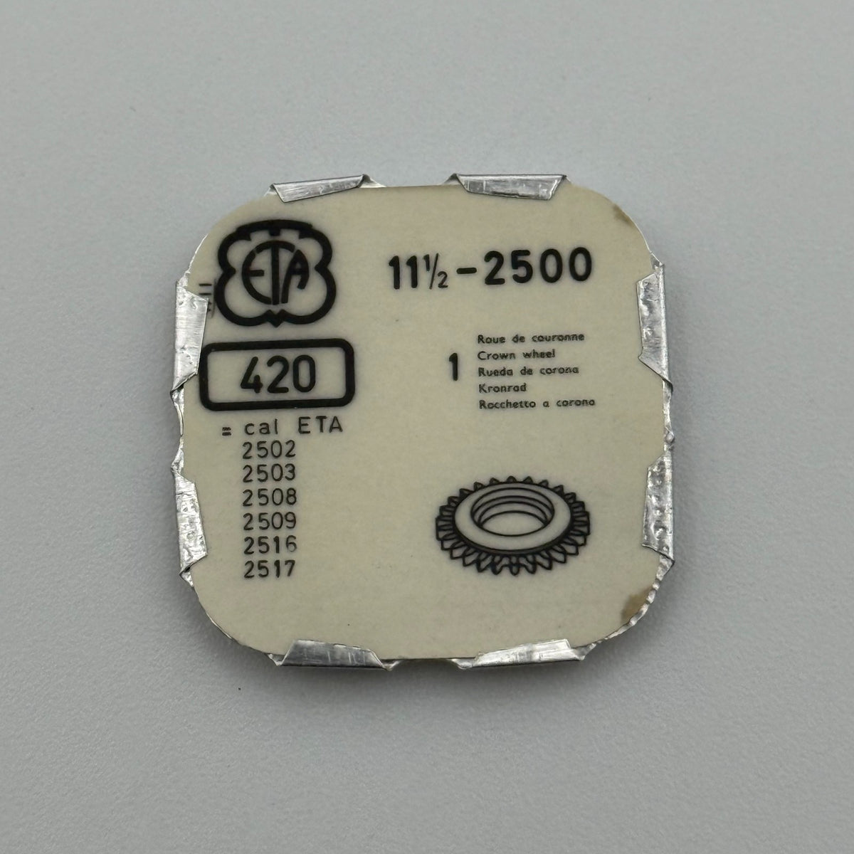 ETA 2500 Crown Wheel - 11 1/2 - 420 - New Old Stock - Watch Parts