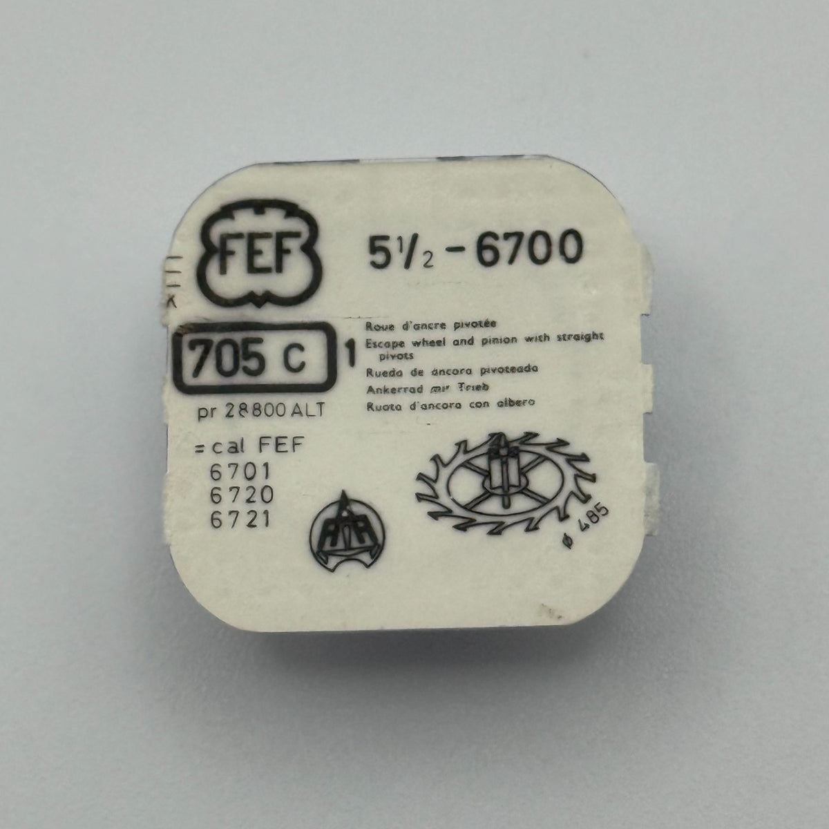 FEF 6700 Escape Wheel & Pinion - 5 1/2 - 705 - New Old Stock - Watch Parts