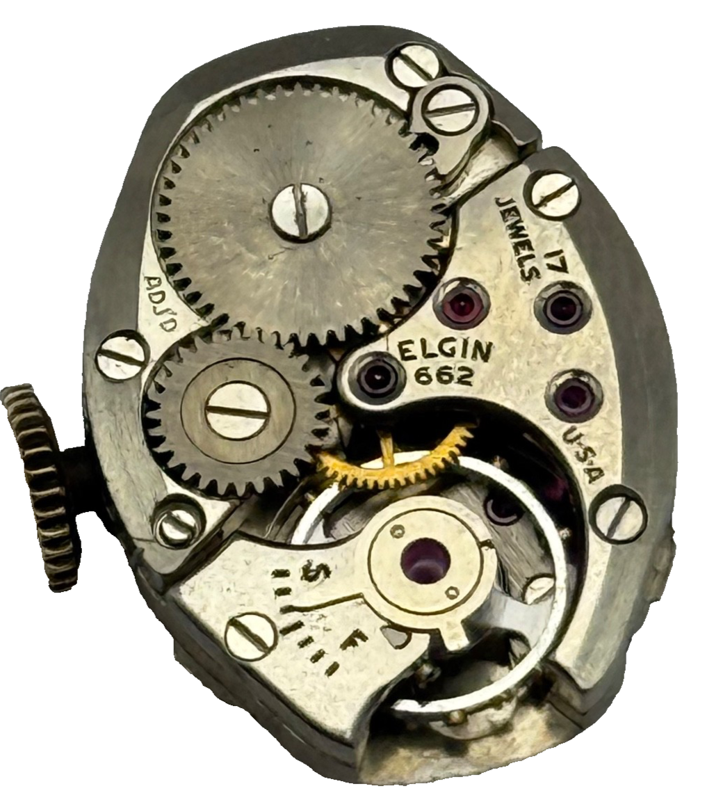 Elgin 662 Watch Movement - 17 Jewels USA American - For Parts / Repair - 14.3mm