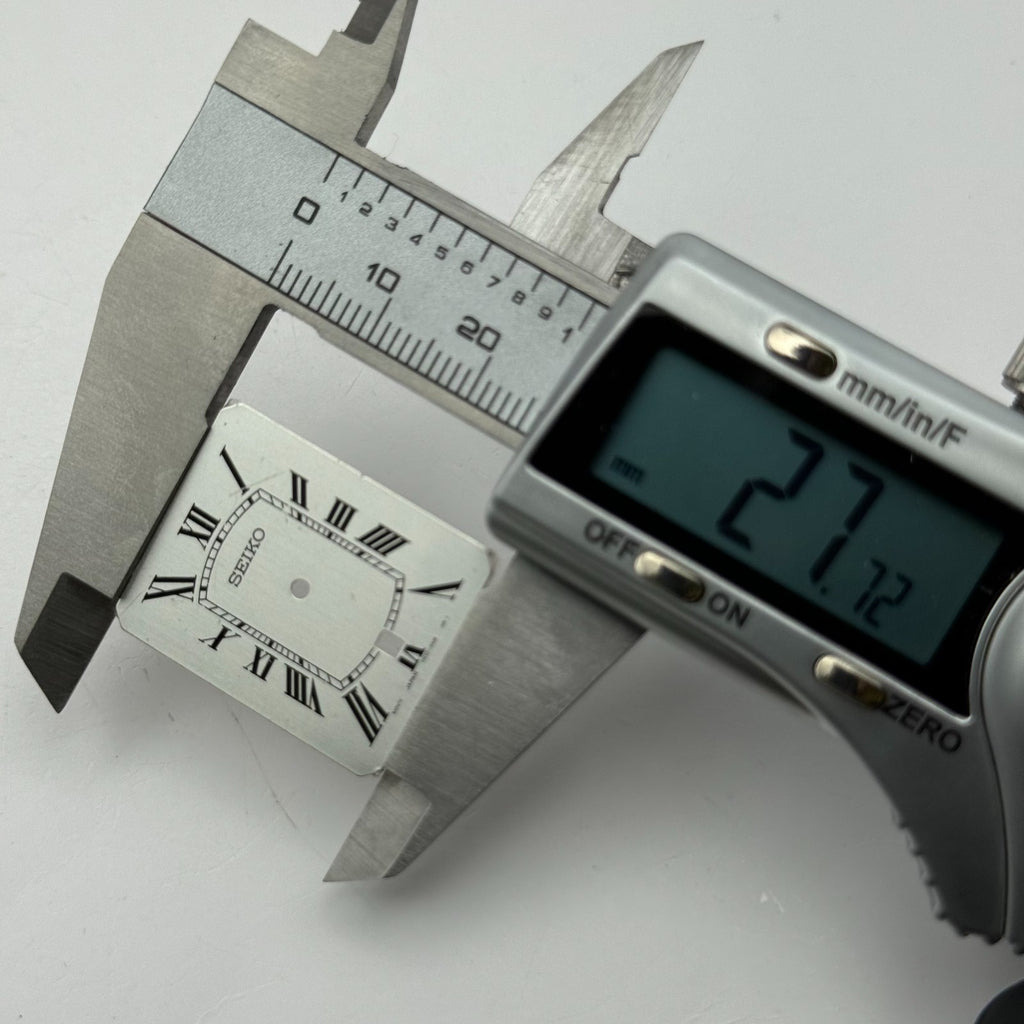Seiko 7N02-5A18 Watch Dial Rectangular White Japan Spare Parts Repair 22.7mm