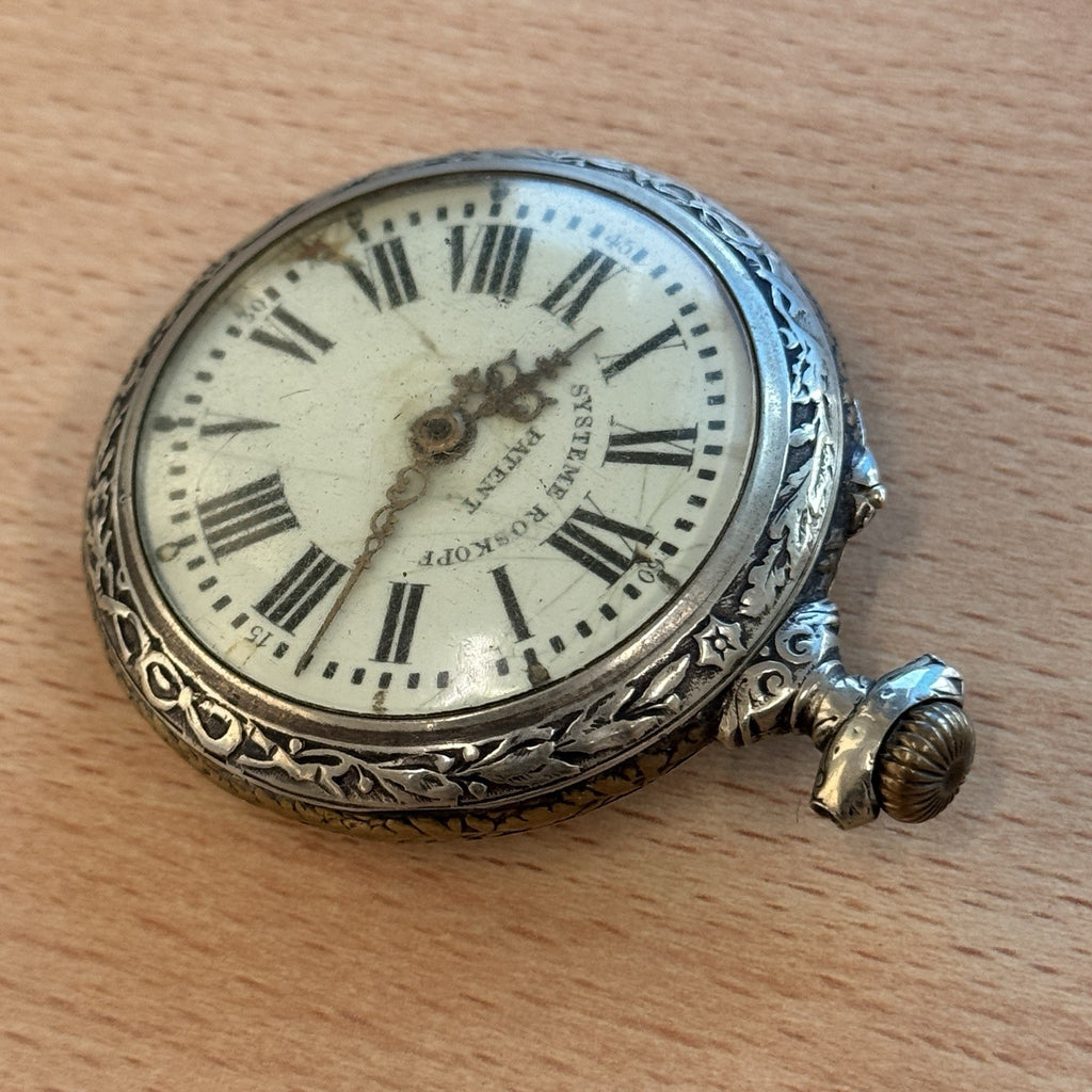 Systeme Roskopf Pocket Watch - Holy Freres Engraved Case Design - To Restore