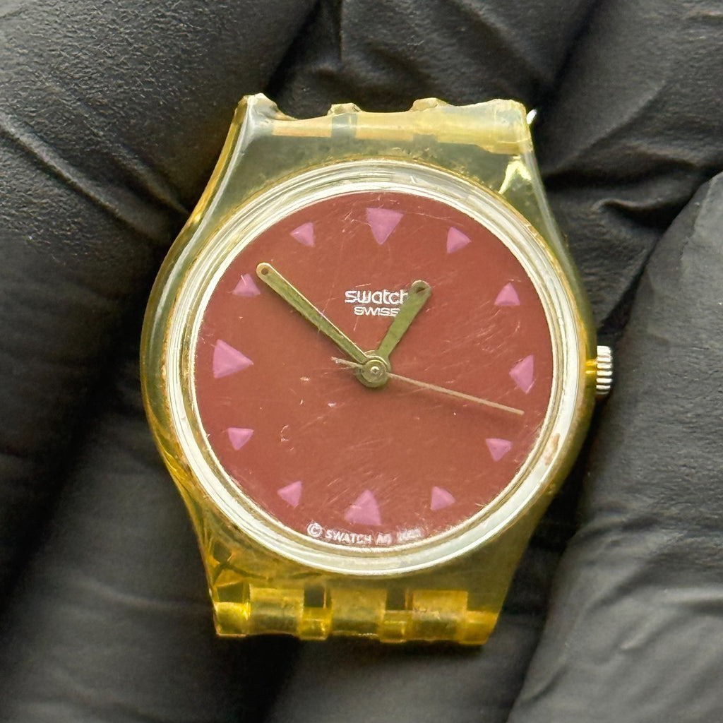 Vintage Swatch Vida Watch Burgundy Red 2003 ETA Quartz Swiss 25mm Parts Repair
