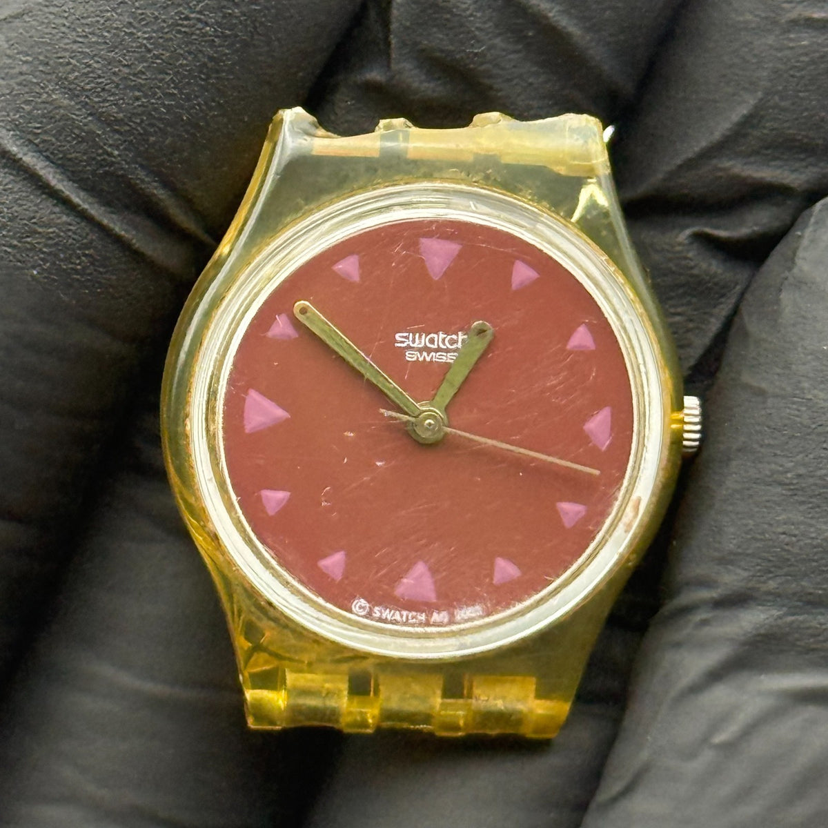 Vintage Swatch Vida Watch Burgundy Red 2003 ETA Quartz Swiss 25mm Parts Repair