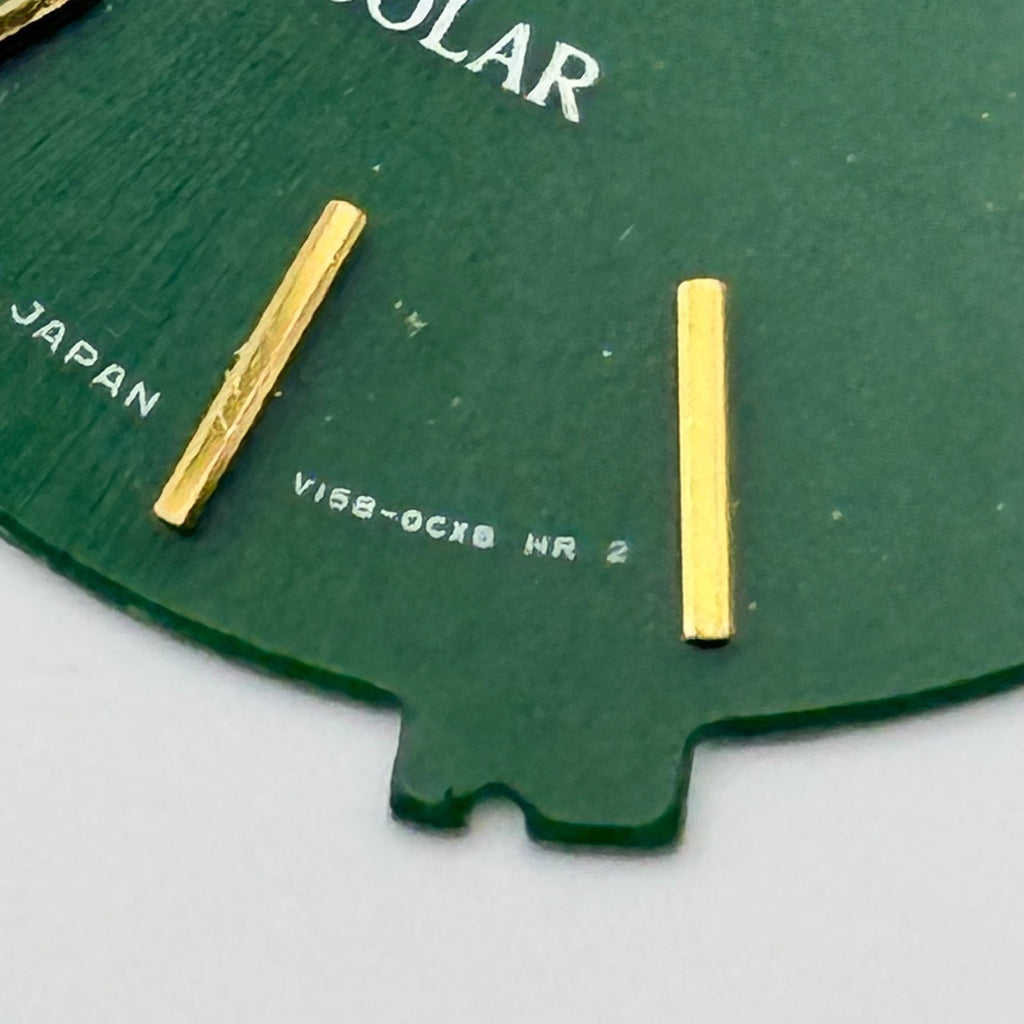 Seiko V158-0CX8 Watch Dial Solar Green Japan Vintage Spare Parts Repair 31.5mm