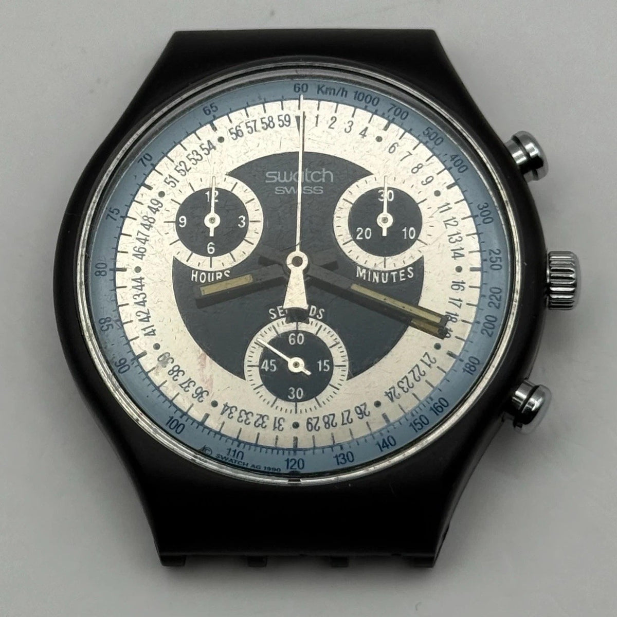 Vintage Swatch Chrono Watch SCN102 Silver Star 1990 ETA Quartz Swiss 40mm Parts 