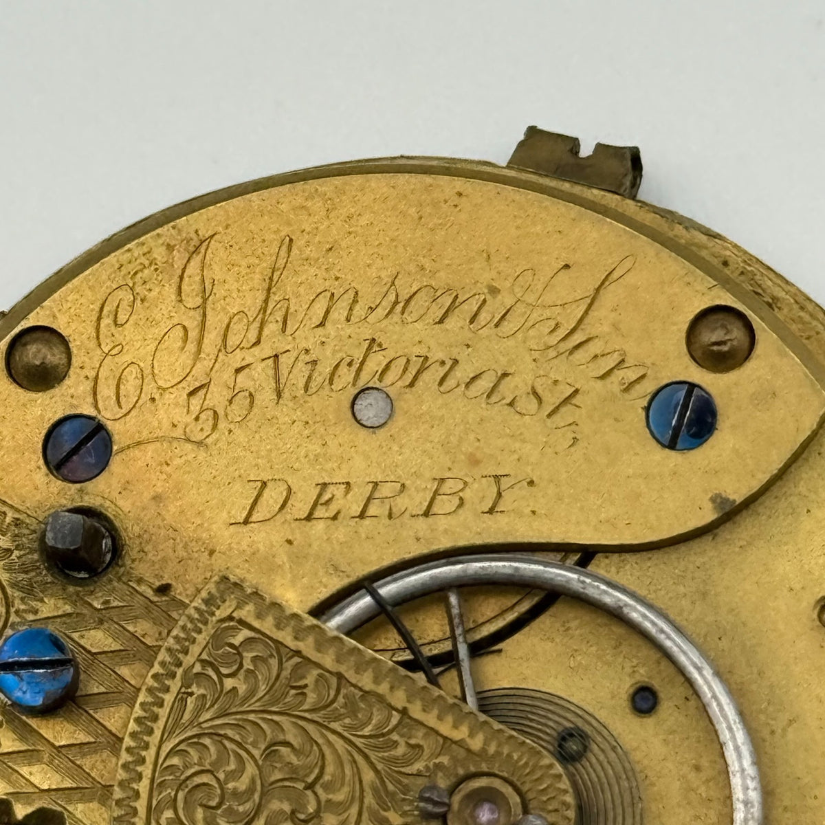 English Lever Pocket Watch Movement - E. Johnson & Son Derby - Parts / Repair