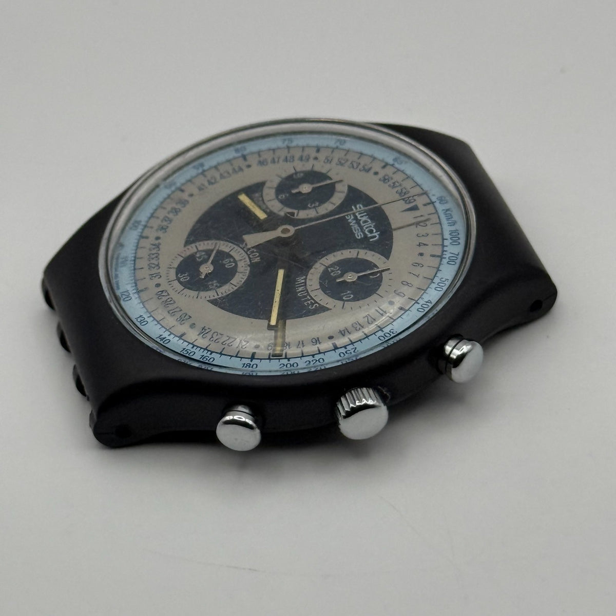 Vintage Swatch Chrono Watch SCN102 Silver Star 1990 ETA Quartz Swiss 40mm Parts 