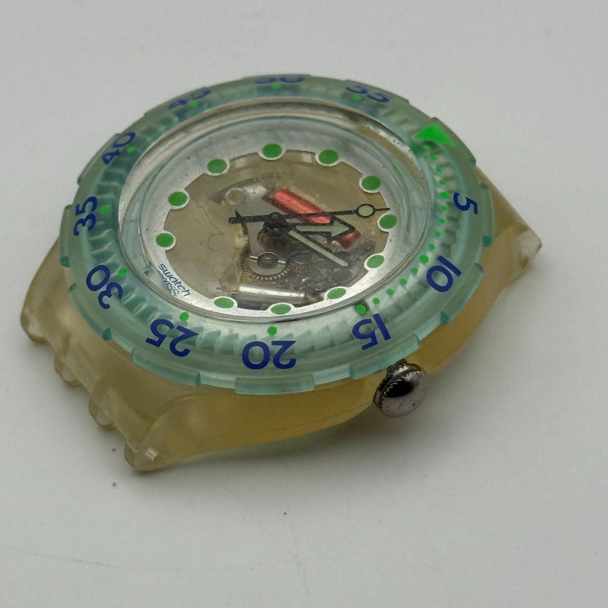 Vintage Swatch Scuba 200 Watch SDK107 Blue Ice 1995 ETA Quartz Swiss 40mm Parts 