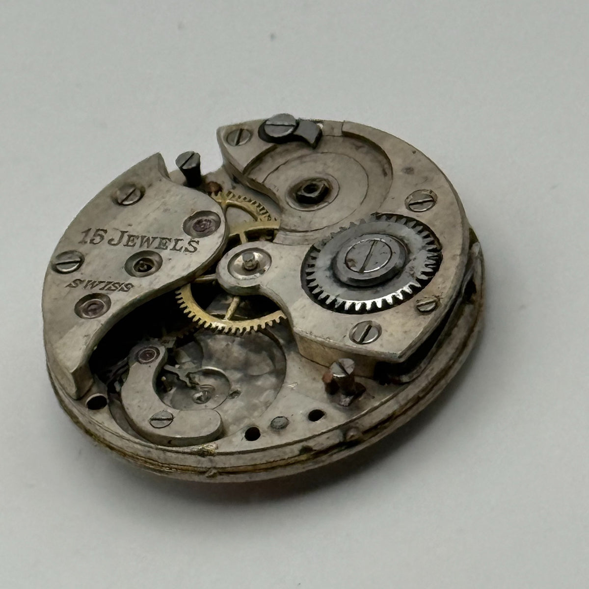 Red 12 Watch Movement - 15 Jewels - For Parts / Repair - 23.3mm
